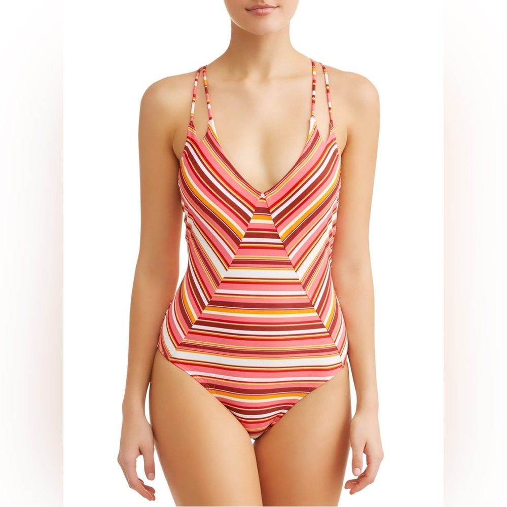 No Boundaries Juniors Sunbaked Striped One Piece Swimsuit